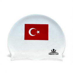 Türk Bayrağı Baskılı Bone | Silikon Yüzücü Bonesi