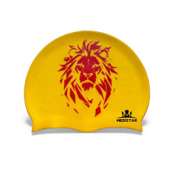 Aslan Baskılı Sarı Bone | Silikon Yüzücü Bonesi